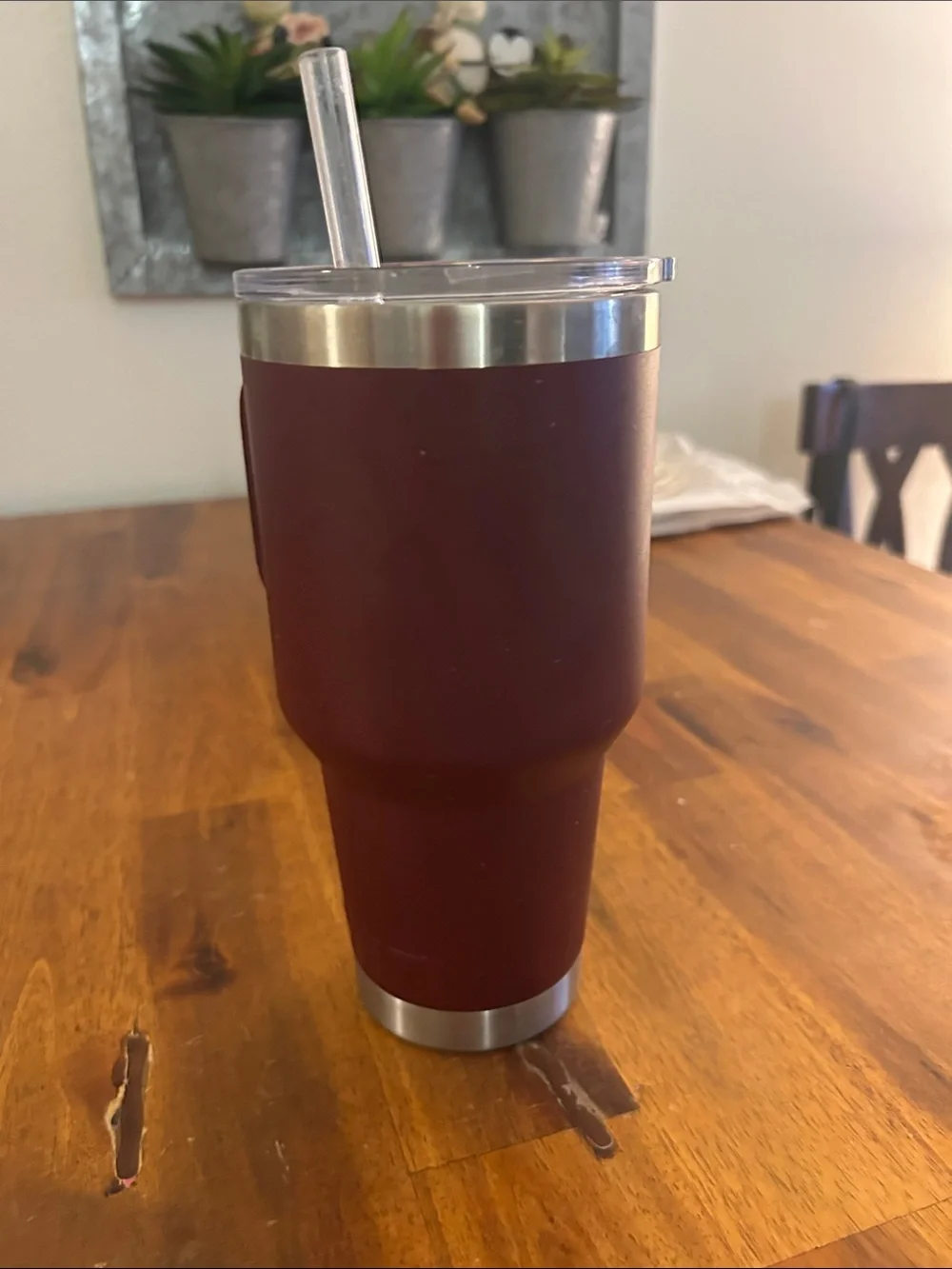 Yeti Rambler Straw Stainless Steel Travel Mug with Handle -35 oz  Wild Vine Red
